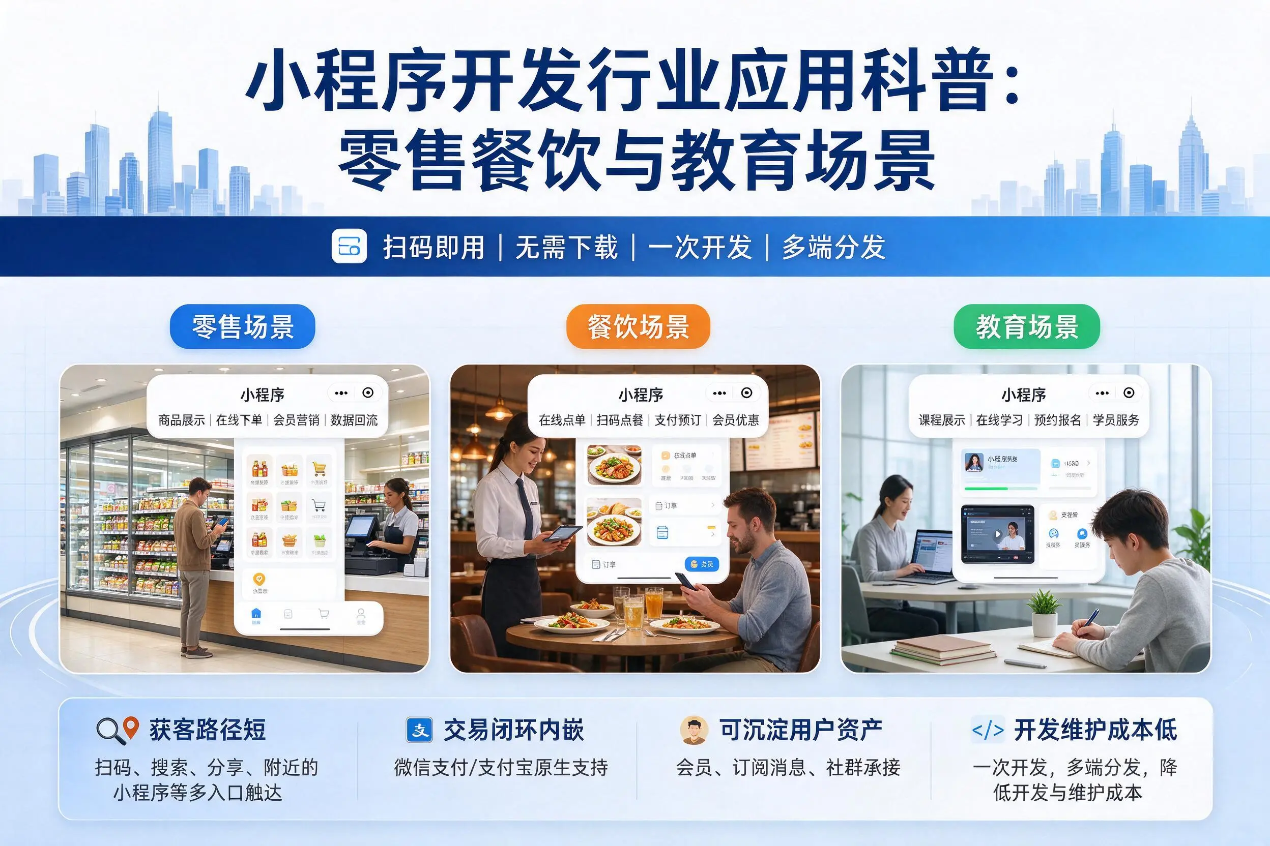 大兴安岭小程序开发行业应用科普:零售餐饮与教育场景