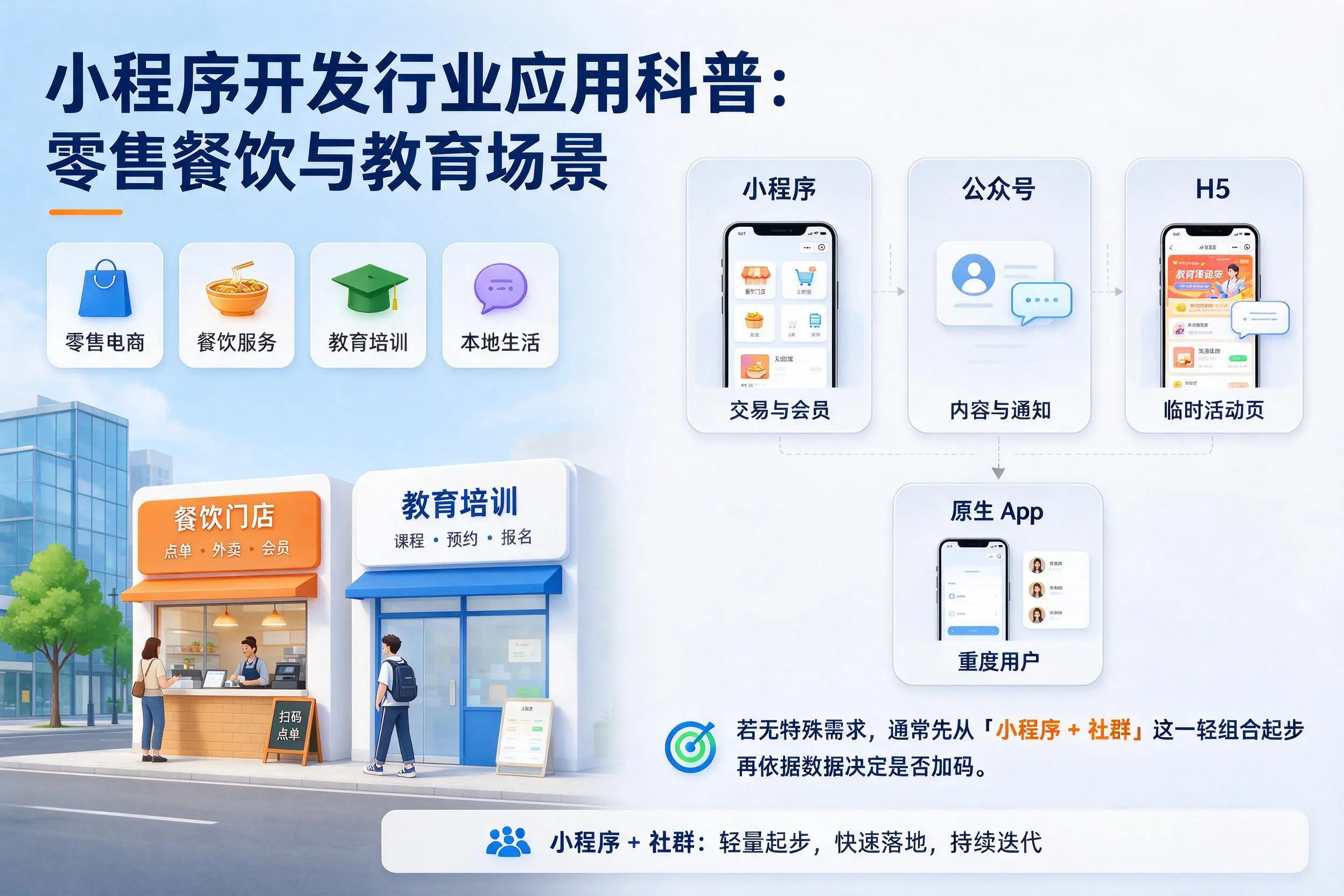 大兴安岭小程序开发行业应用科普:零售餐饮与教育场景