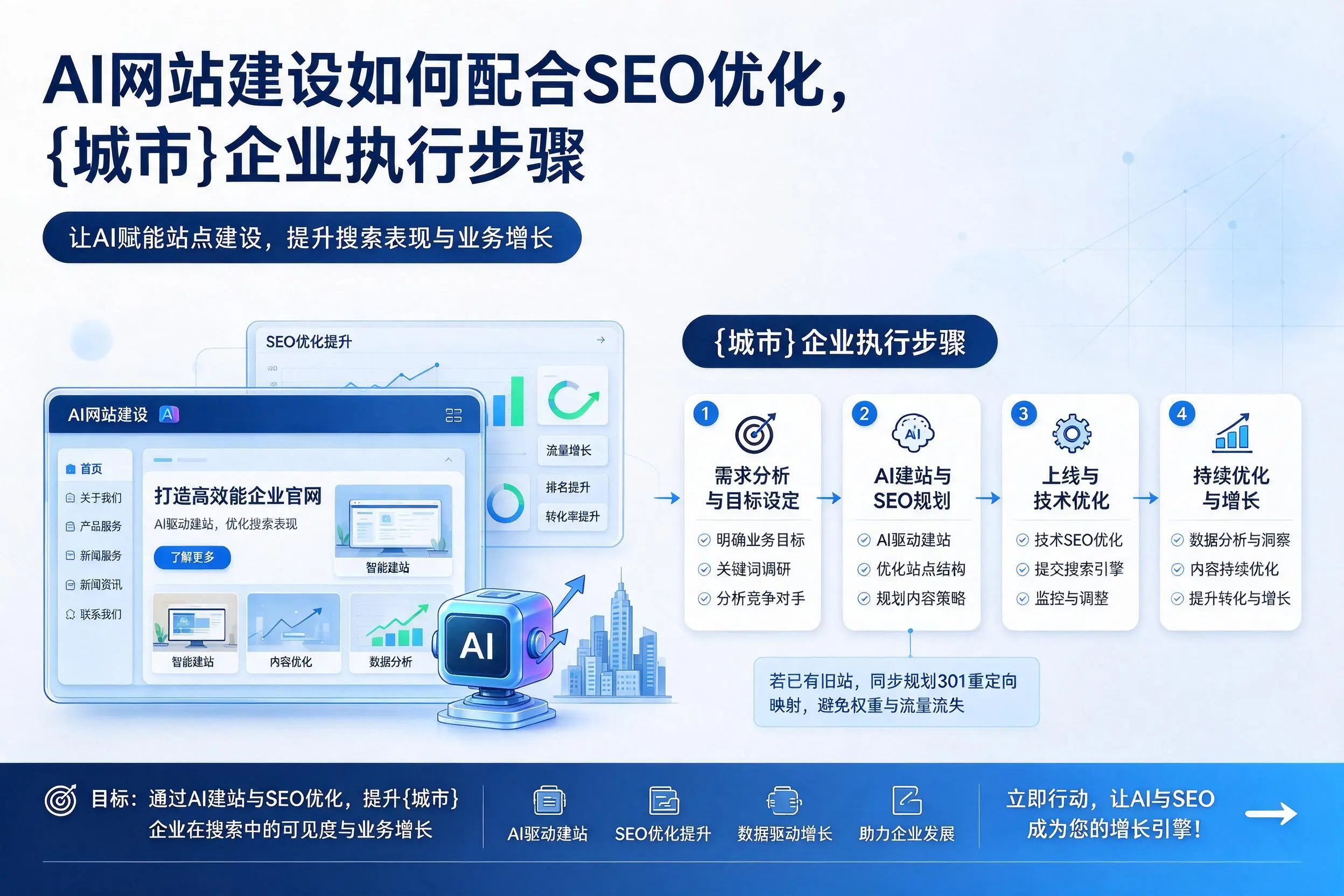 AI网站建设如何配合SEO优化，大兴安岭企业执行步骤