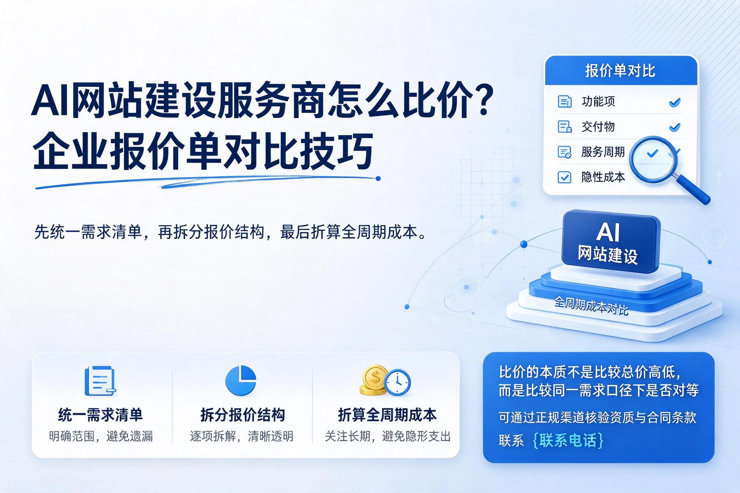 AI网站建设服务商怎么比价？大兴安岭企业报价单对比技巧