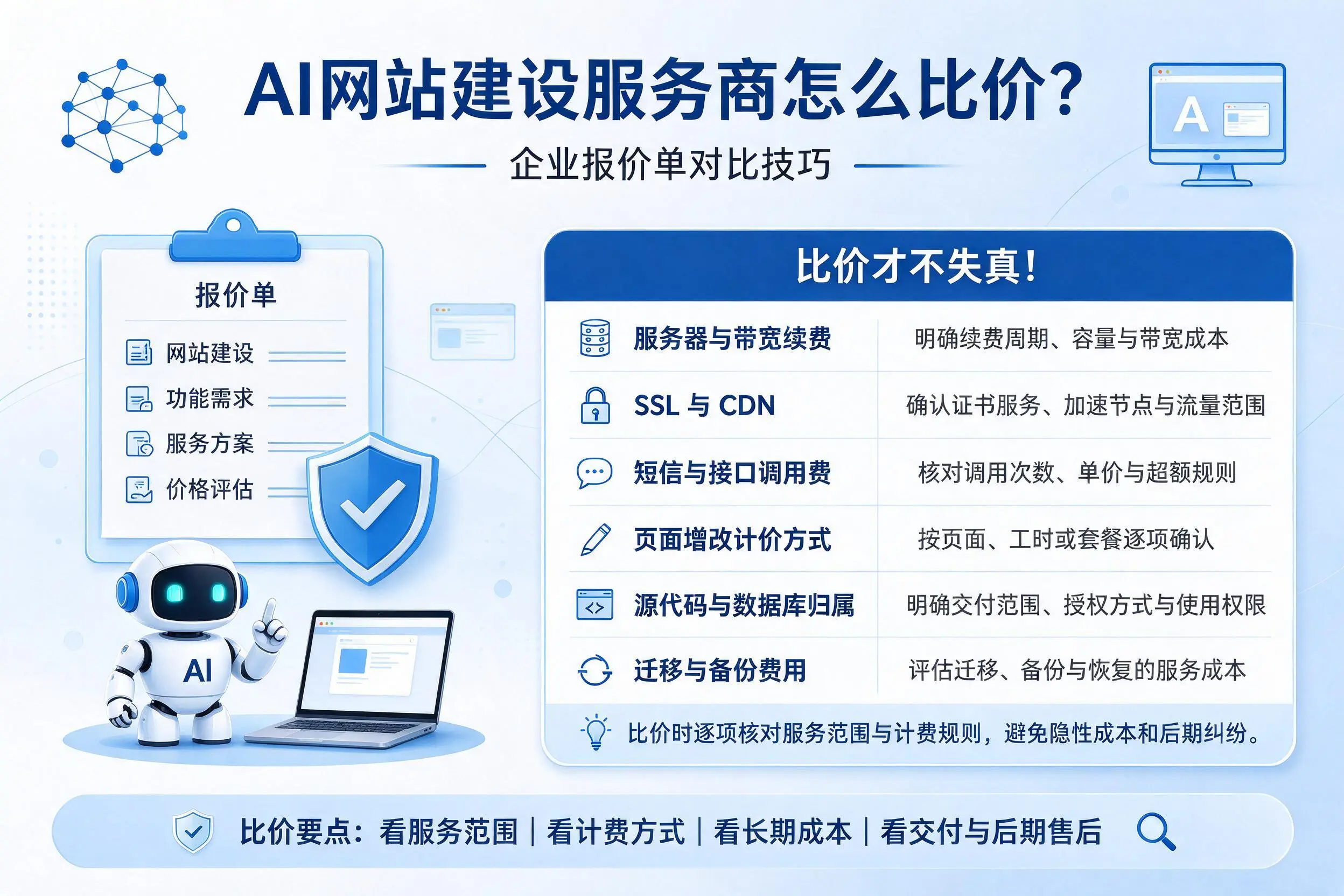 AI网站建设服务商怎么比价？大兴安岭企业报价单对比技巧