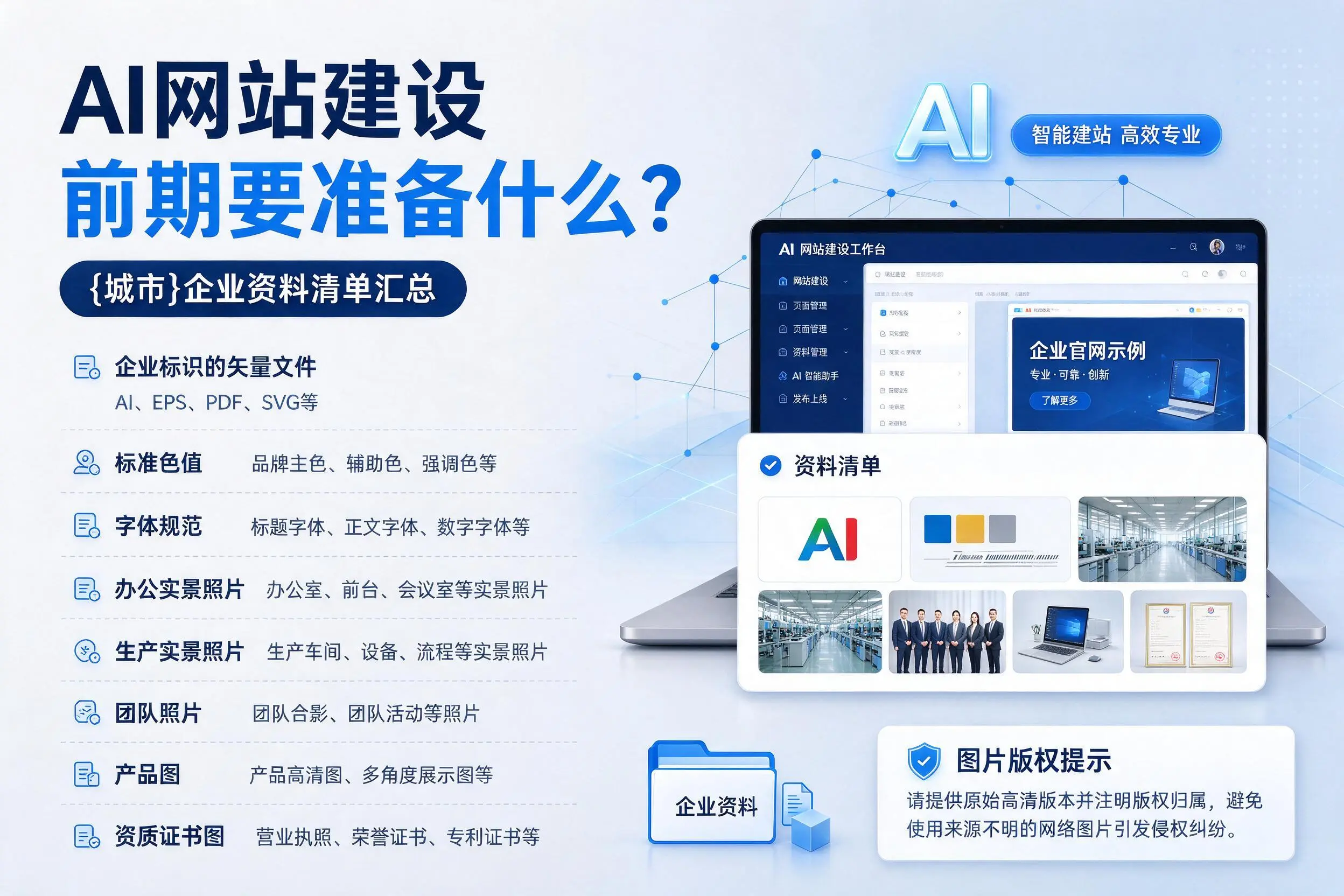AI网站建设前期要准备什么?大兴安岭企业资料清单汇总