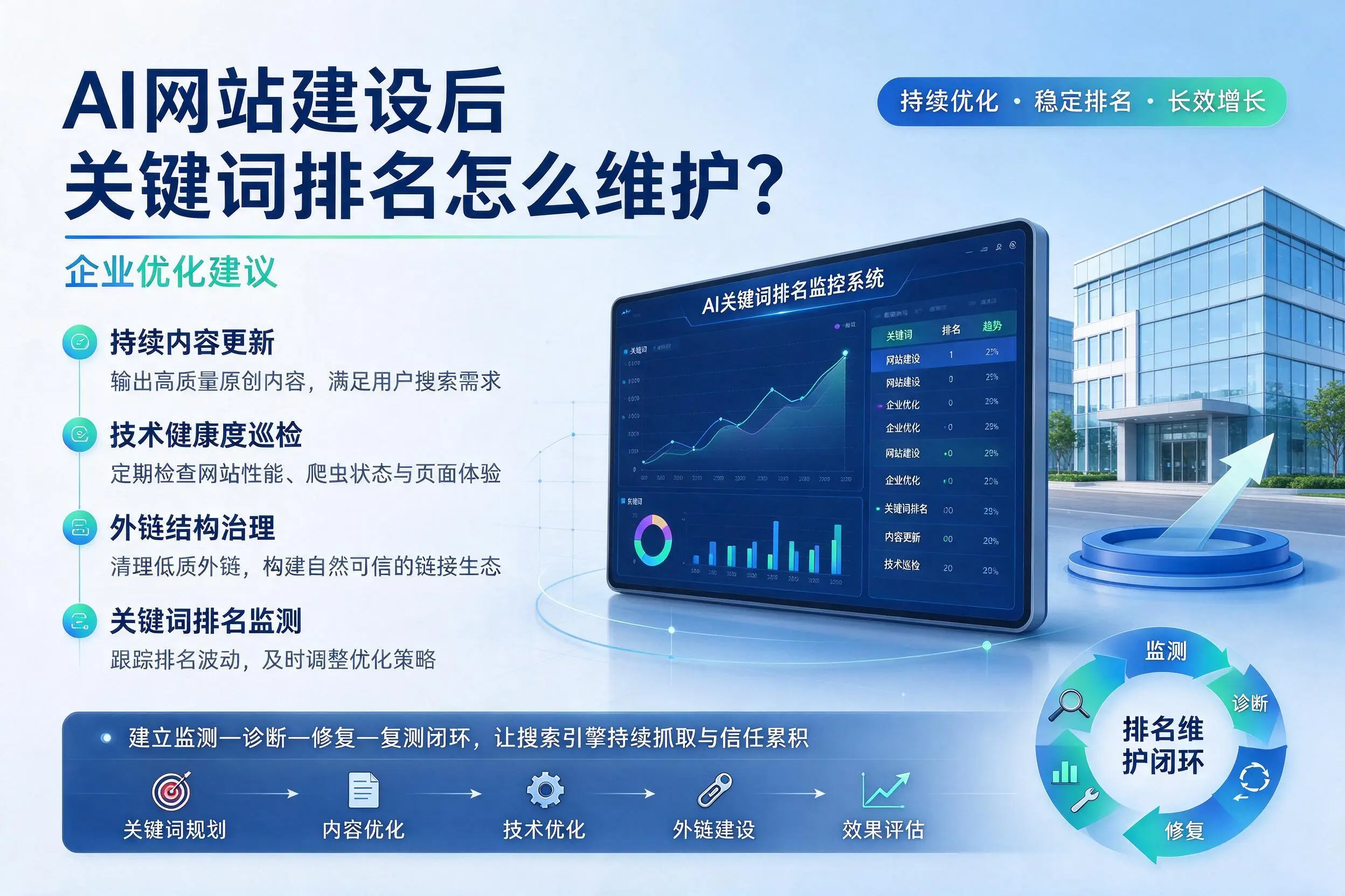 AI网站建设后关键词排名怎么维护？大兴安岭企业优化建议